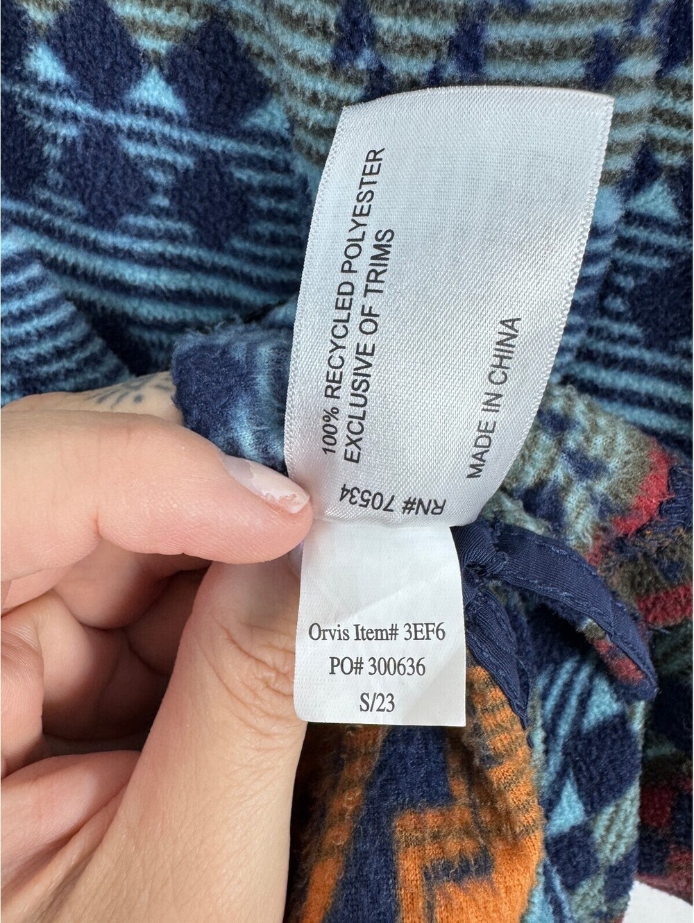 Orvis Aztec Geometric Gorpcore Outdoor Warm Fleece Pullover Quarter Zip Men's L - Picture 6 of 10
